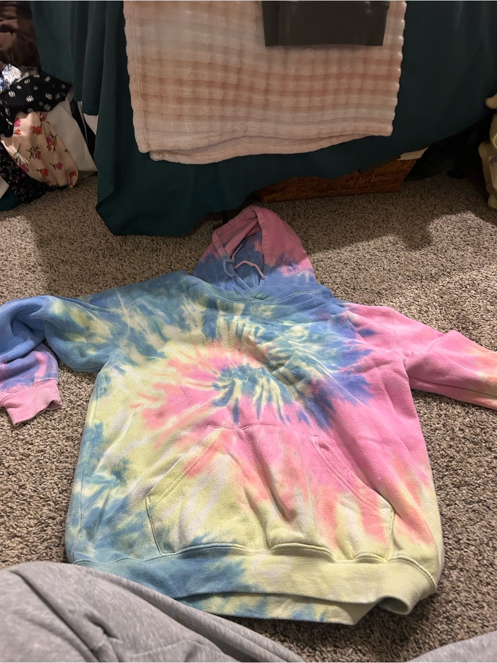 Tie-Dye Pastel Hoodie Sweater - Pink, Blue & Yellow
